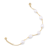 Freshwater Pearl Oval Stationed Bracelet in 9ct Yellow Gold