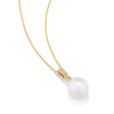 Freshwater Pearl and Diamond Pendant in 9ct Yellow Gold