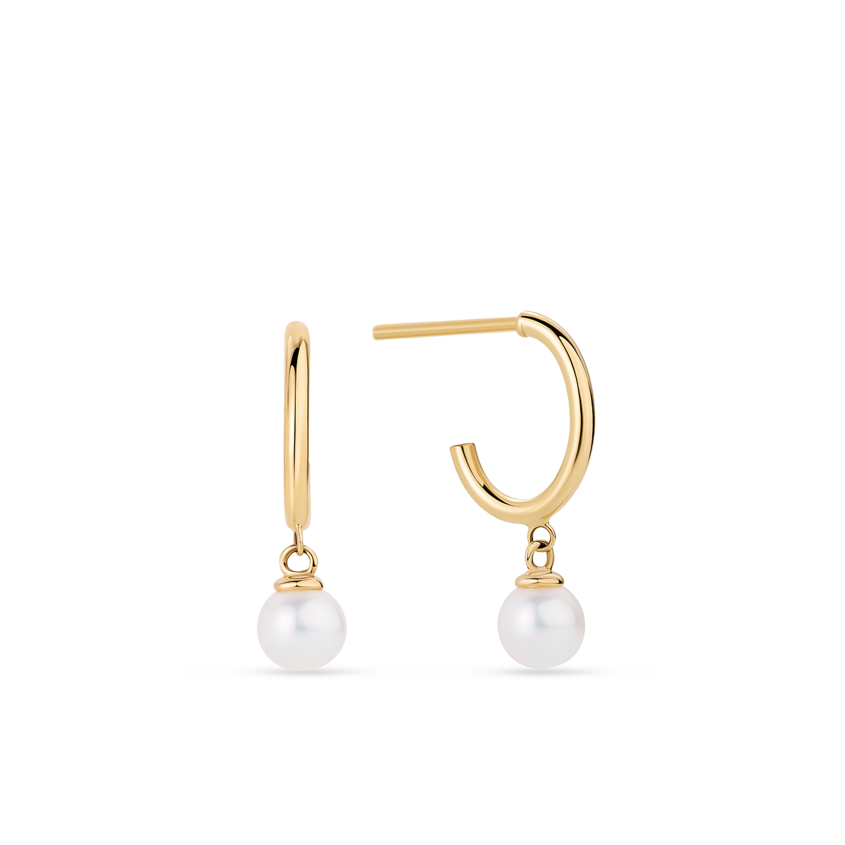 Freshwater Pearl Drop Earrings in 9ct Yellow Gold