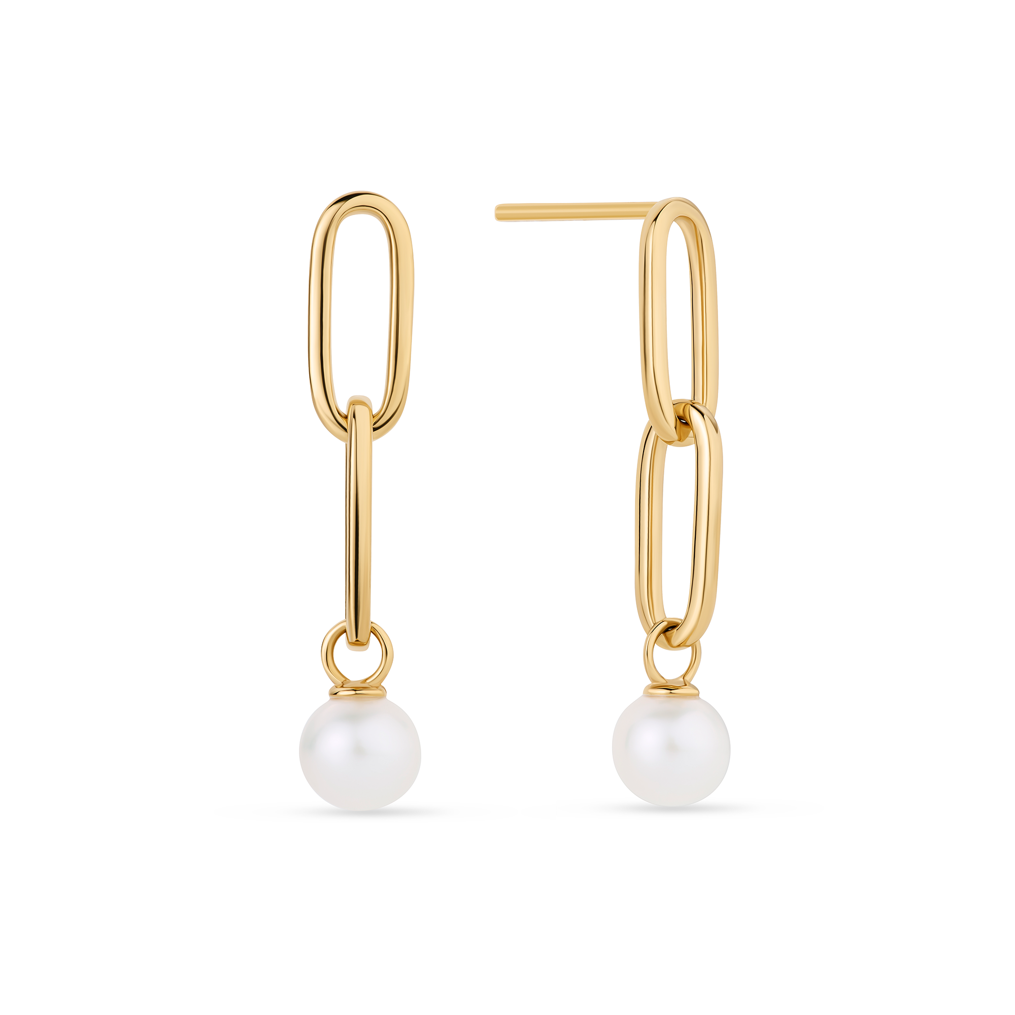 Freshwater Pearl Drop Earrings in 9ct Yellow Gold