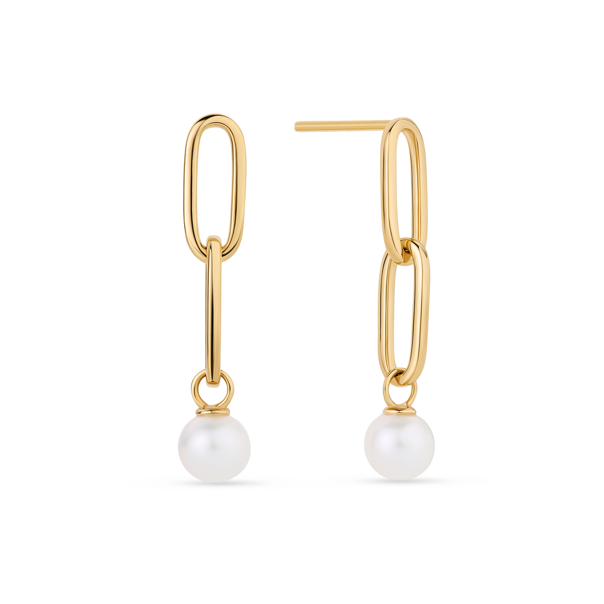 Freshwater Pearl Drop Earrings in 9ct Yellow Gold