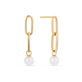 Freshwater Pearl Drop Earrings in 9ct Yellow Gold