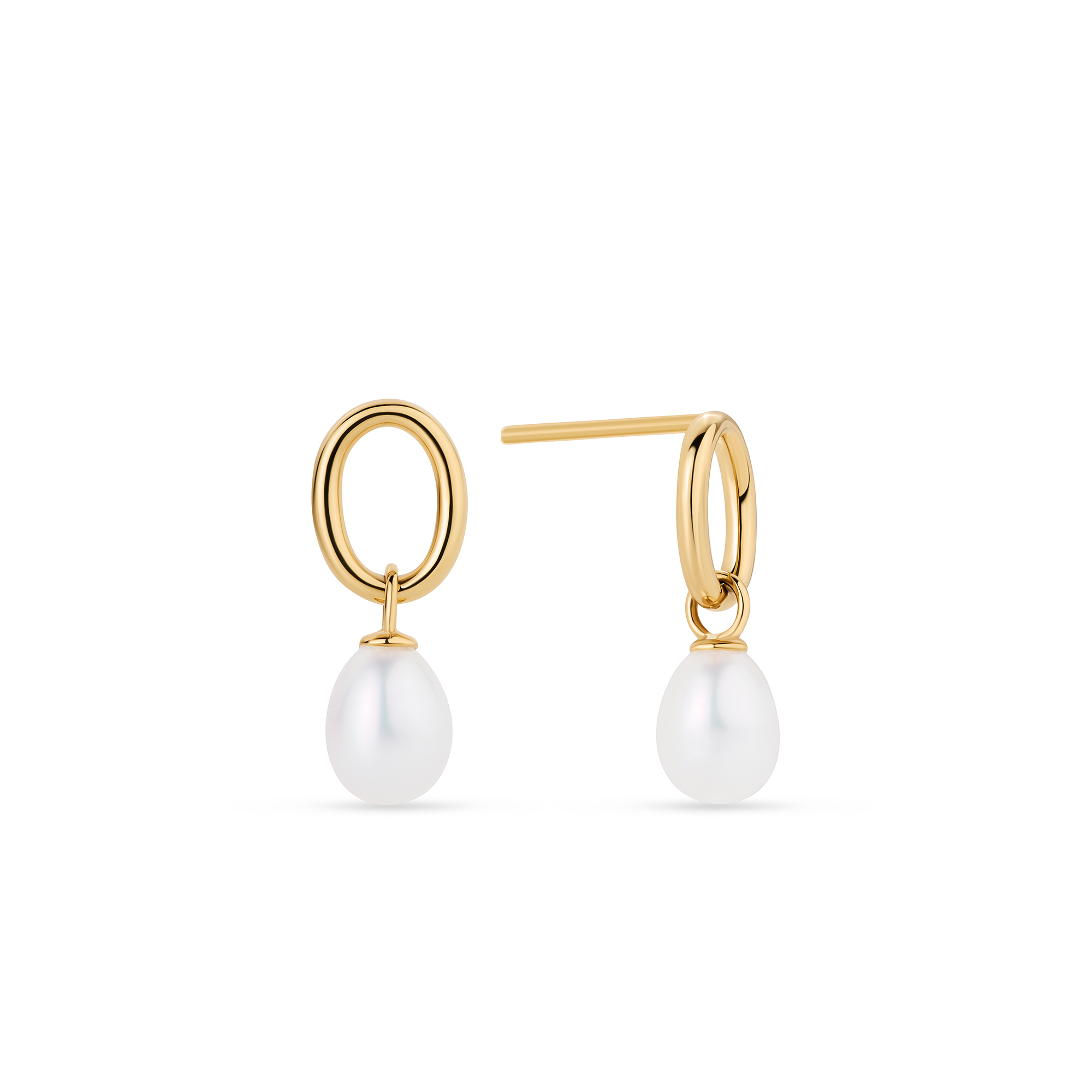 Freshwater Pearl Drop Earrings in 9ct Yellow Gold