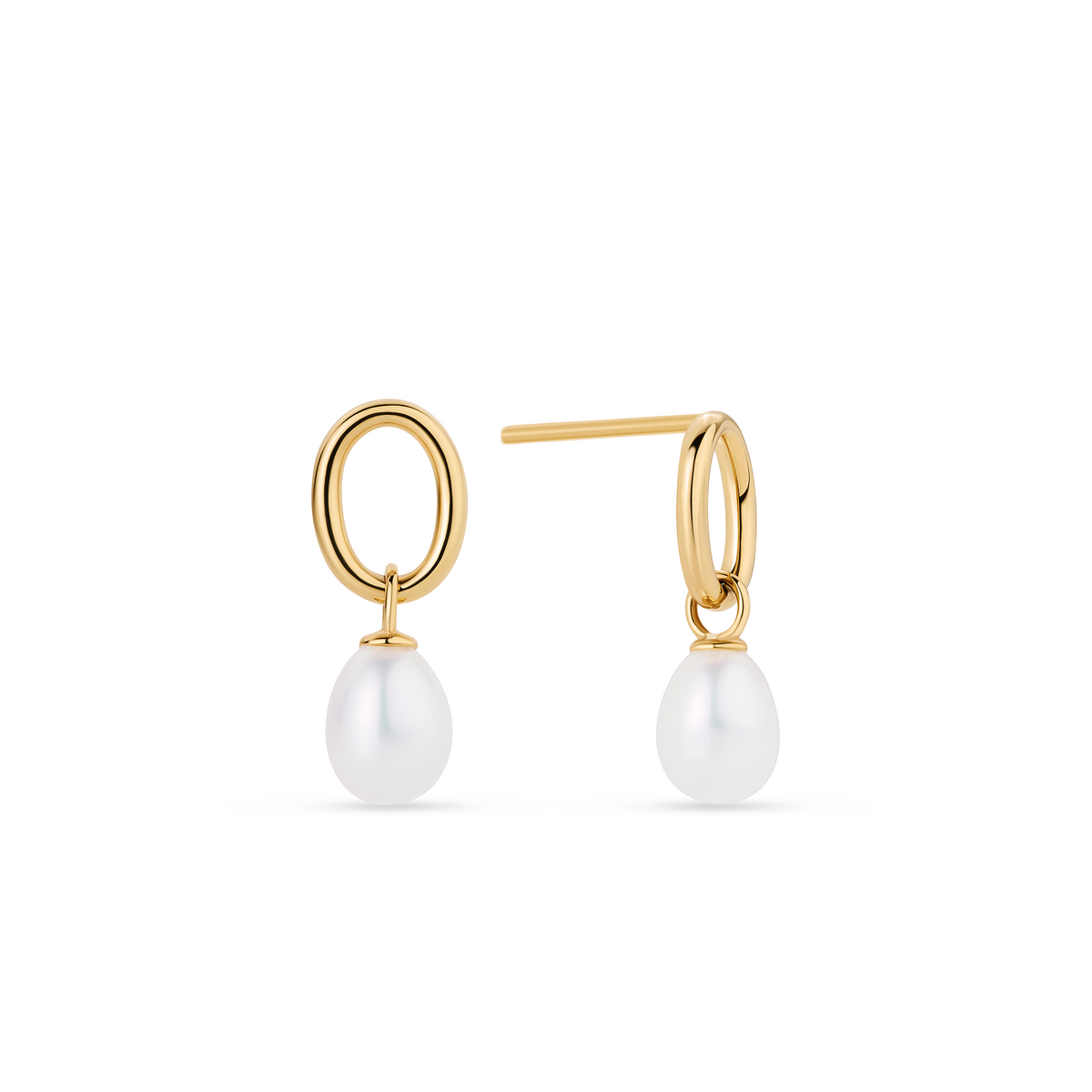 Freshwater Pearl Drop Earrings in 9ct Yellow Gold