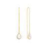 Mother of Pearl Threaded Pear Shape Earrings in 9ct Yellow Gold
