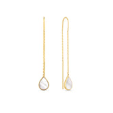 Mother of Pearl Threaded Pear Shape Earrings in 9ct Yellow Gold