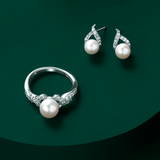 Freshwater Pearl and Cubic Zirconia Twist Stud Earrings in Sterling Silver