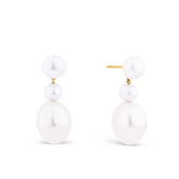 Freshwater Pearl Oval Drop Earrings in 9ct Yellow Gold