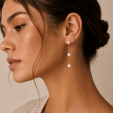 Freshwater Pearl Stationed Drop Earrings in 9ct Yellow Gold