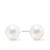 Freshwater Pearl Button Earrings in Sterling Silver