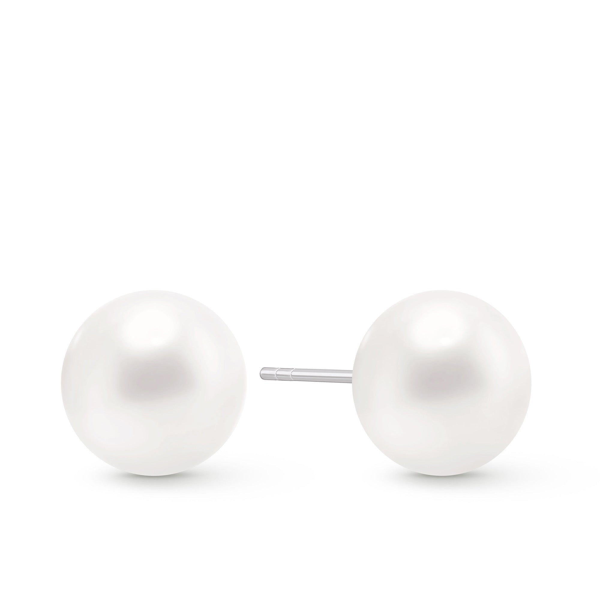 Freshwater Pearl Button Earrings in Sterling Silver