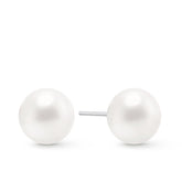 Freshwater Pearl Button Earrings in Sterling Silver