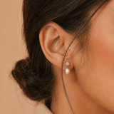 Freshwater Pearl and Cubic Zirconia Earrings in Sterling Silver