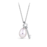 Freshwater Pearl Key Pendant in Sterling Silver