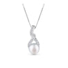 Freshwater Pearl and Cubic Zirconia Twist Pendant in Sterling Silver