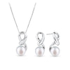 Button Freshwater Pearl Pendant and Earrings Set in Sterling Silver