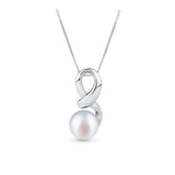 Button Freshwater Pearl Pendant and Earrings Set in Sterling Silver