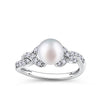 Freshwater Pearl and Cubic Zirconia Twist Ring in Sterling Silver