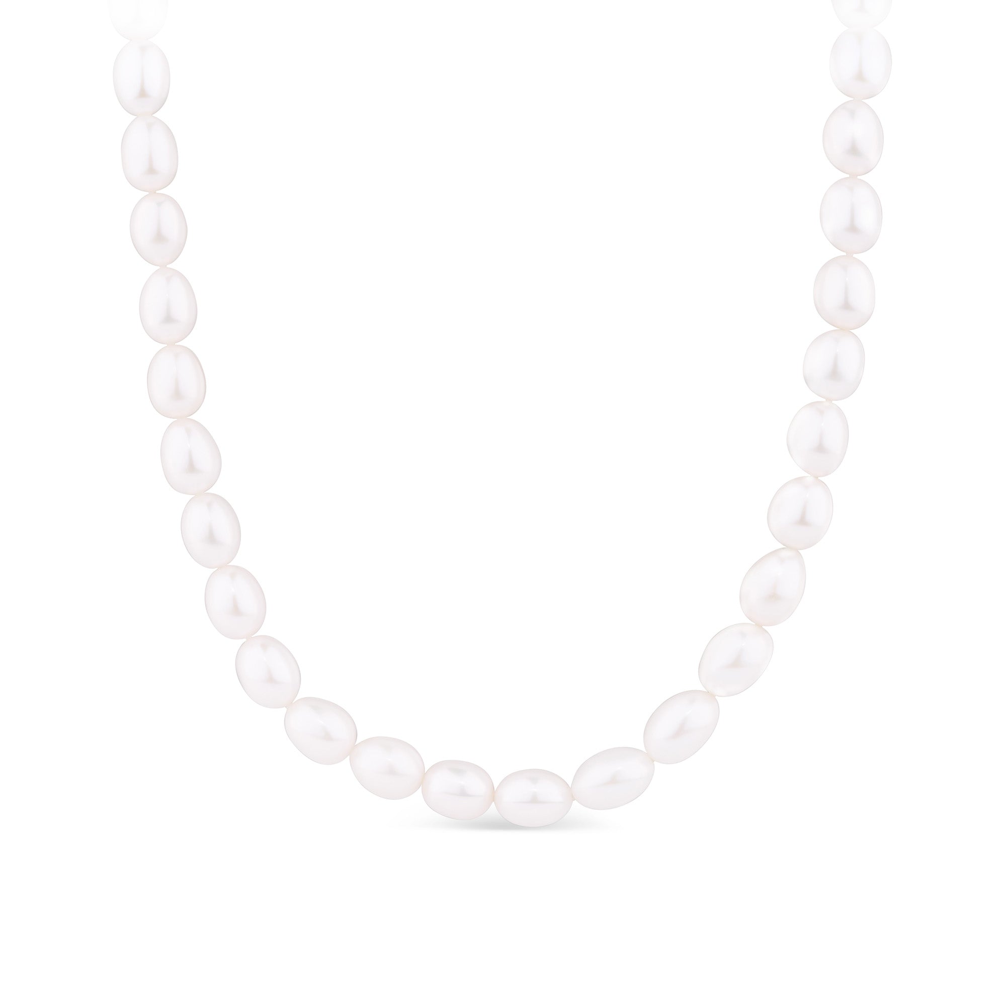 Freshwater Pearl Oval Strand Necklace in 9ct Yellow Gold