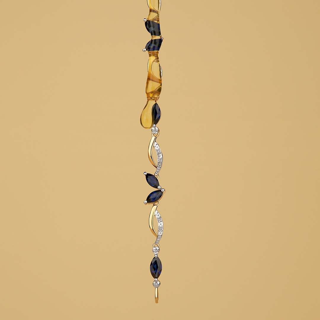 Created Sapphire & 1ct TW Diamond Bracelet in 9ct Yellow Gold