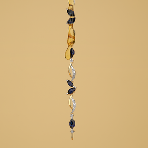 Created Sapphire & 1ct TW Diamond Bracelet in 9ct Yellow Gold