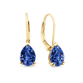 2.90ct TW Created Sapphire Pear Drop Earrings in 9ct Yellow Gold