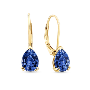 2.90ct TW Created Sapphire Pear Drop Earrings in 9ct Yellow Gold