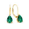 2.10ct TW Created Emerald Pear Earrings in 9ct Yellow Gold