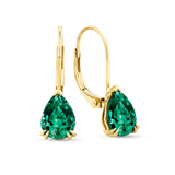 2.10ct TW Created Emerald Pear Earrings in 9ct Yellow Gold
