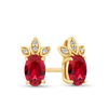 Created Ruby & Diamond Stud Earrings in 9ct Yellow Gold
