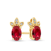 Created Ruby & Diamond Stud Earrings in 9ct Yellow Gold