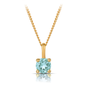 Aquamarine Solitaire Pendant in 9ct Yellow Gold