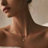 Created Sapphire Round Pendant in 9ct Yellow Gold