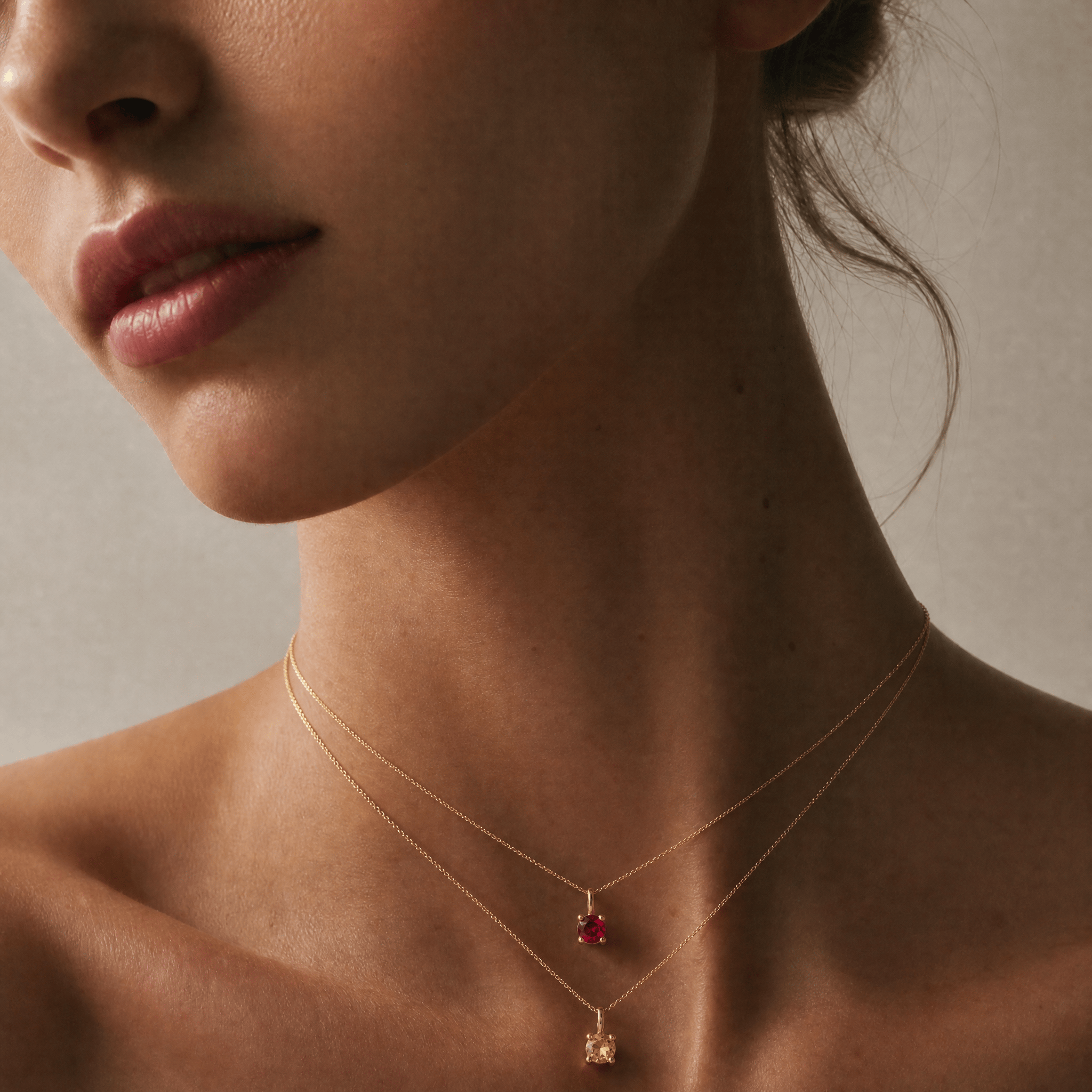Created Ruby Round Pendant in 9ct Yellow Gold