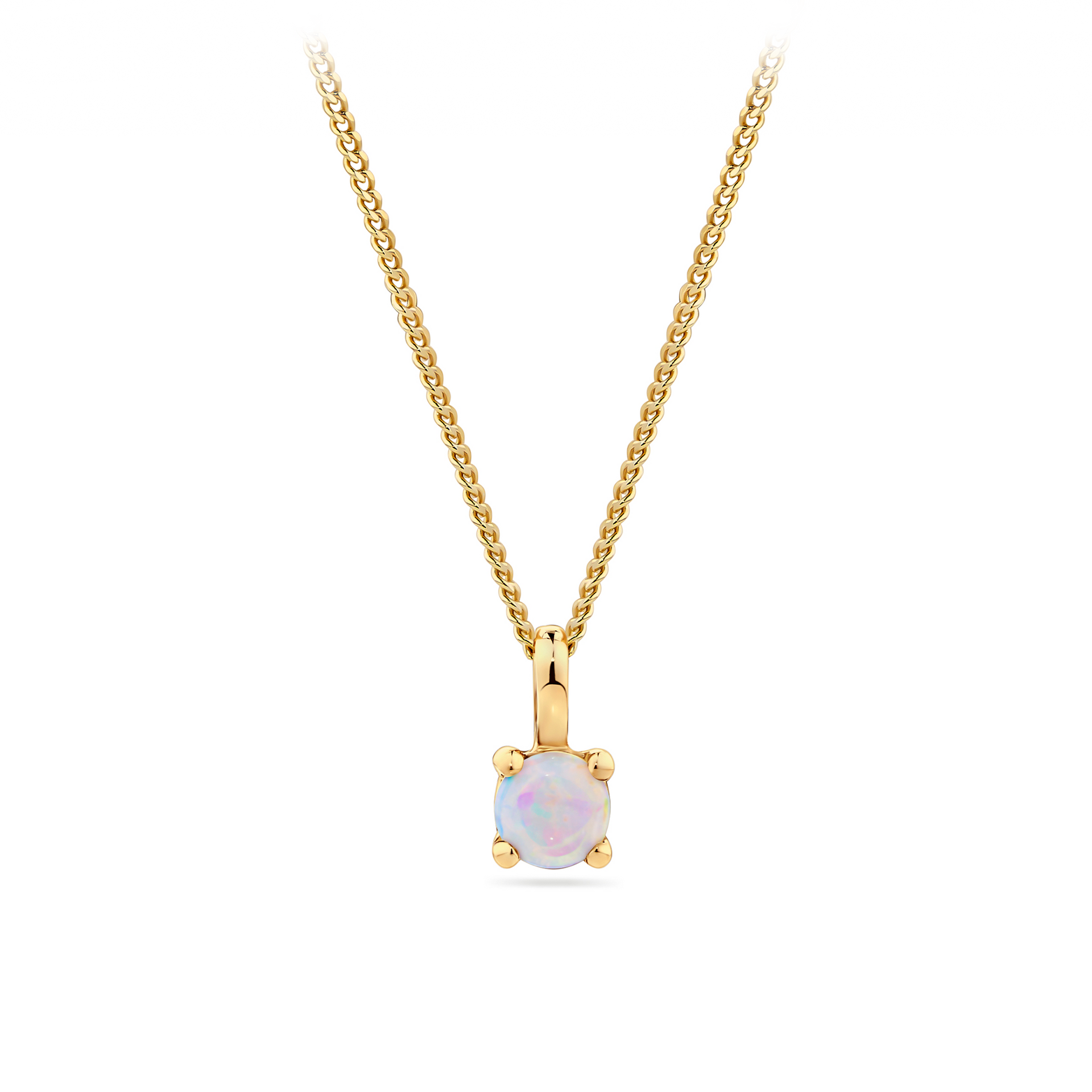 Opal Round Pendant in 9ct Yellow Gold