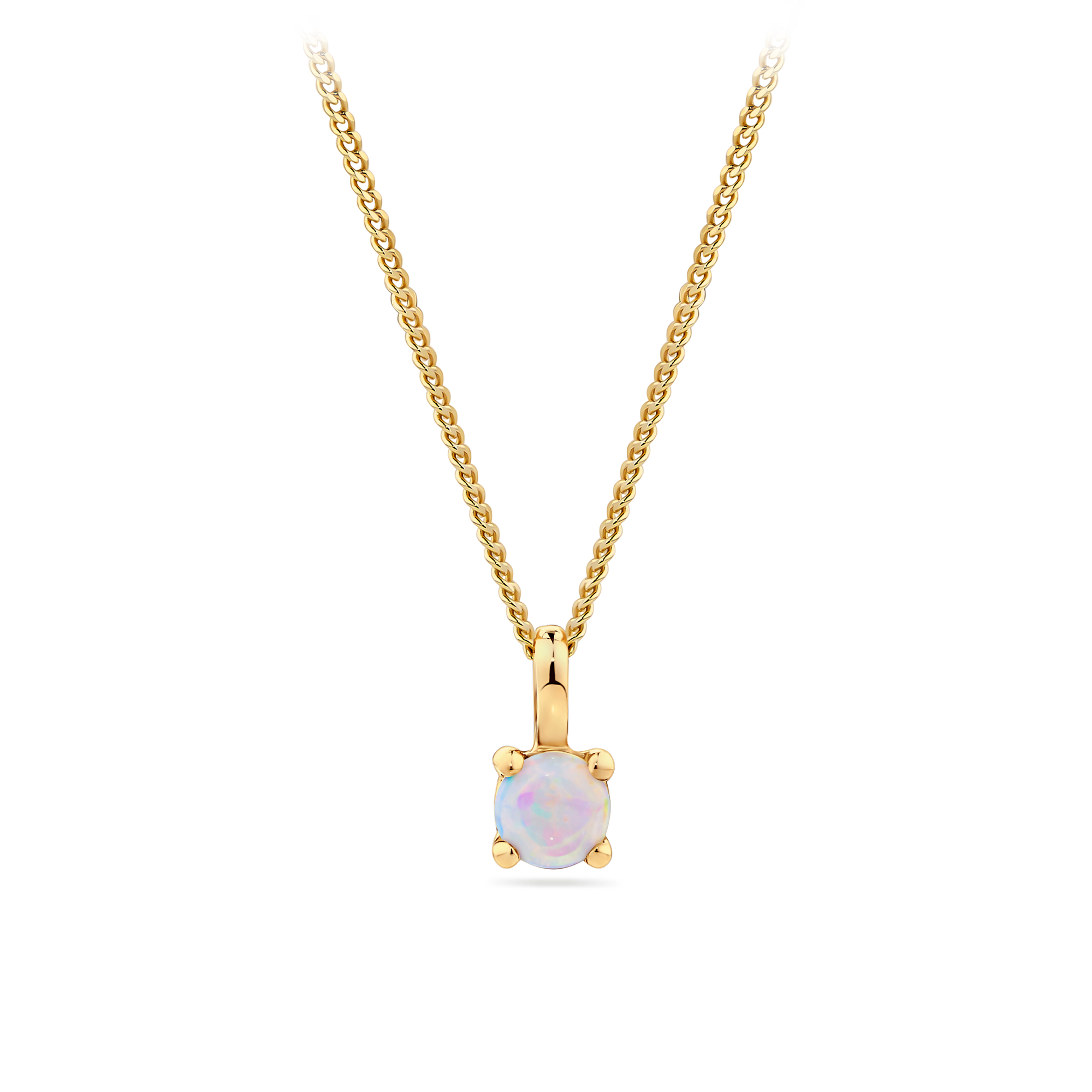 Opal Round Pendant in 9ct Yellow Gold