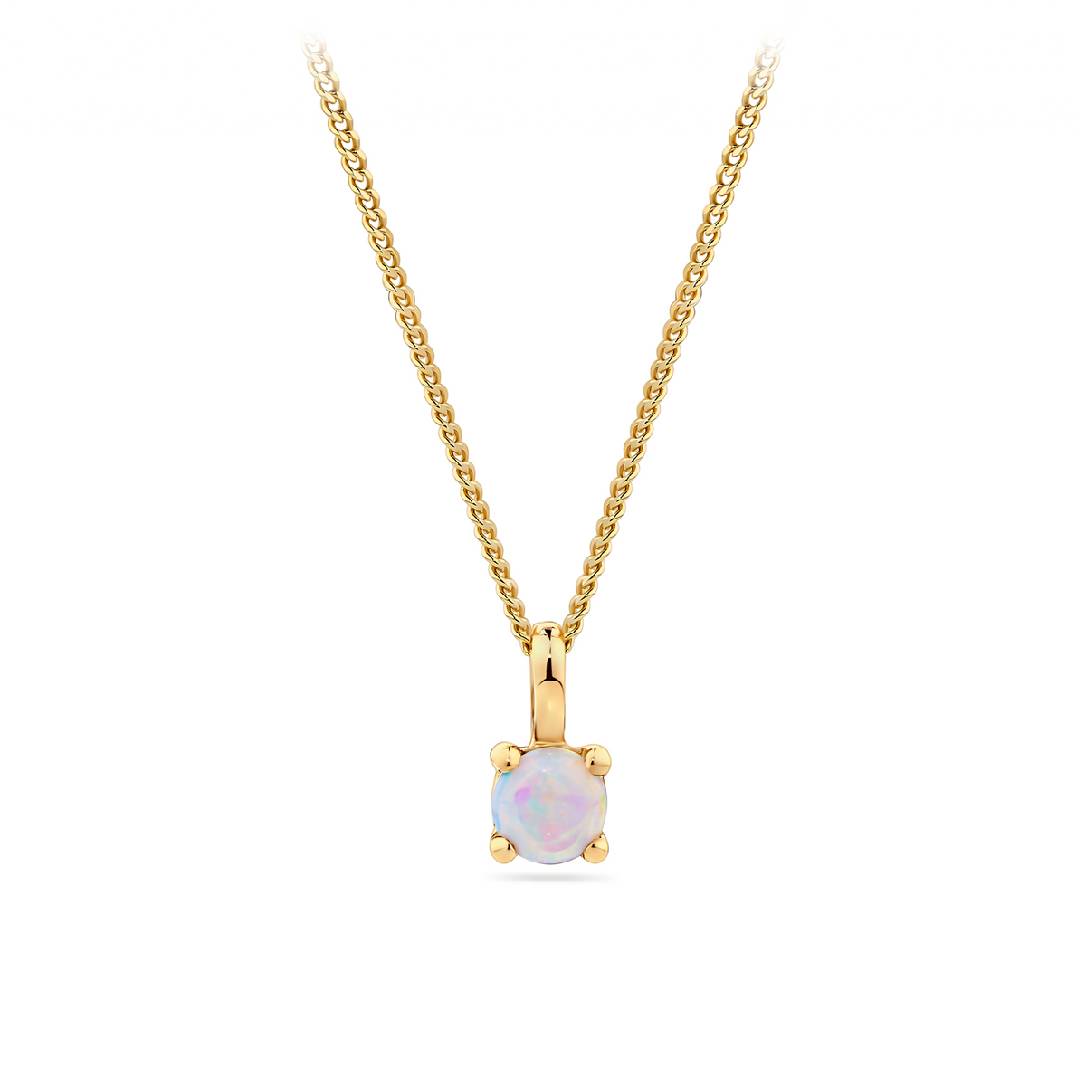 Opal Round Pendant in 9ct Yellow Gold
