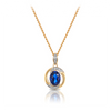 Sapphire & Diamond Oval Pendant in 9ct Yellow Gold