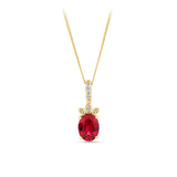 Created Ruby & Diamond Pendant in 9ct Yellow Gold