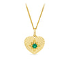 Created Emerald Heart Starbust Pendant in 9ct Yellow Gold