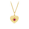 Created Ruby Heart Starbust Pendant in 9ct Yellow Gold