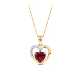 Ruby and Diamond Pendant Necklace in 9ct Yellow Gold