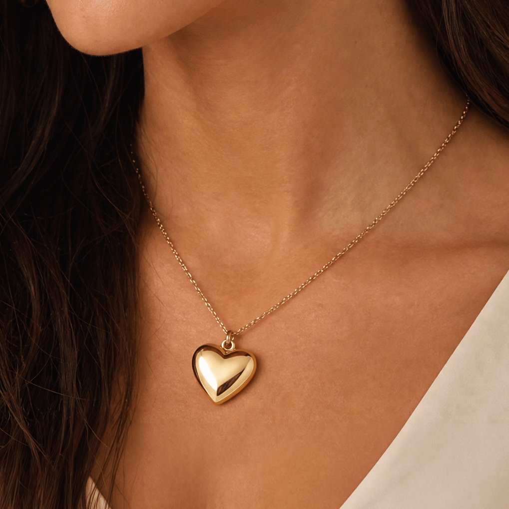 Puff Hollow Heart Pendant in 9ct Yellow Gold