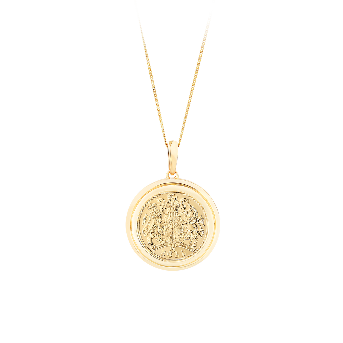 22ct Yellow Gold Full Sovereign Pendant in 9ct Yellow Gold