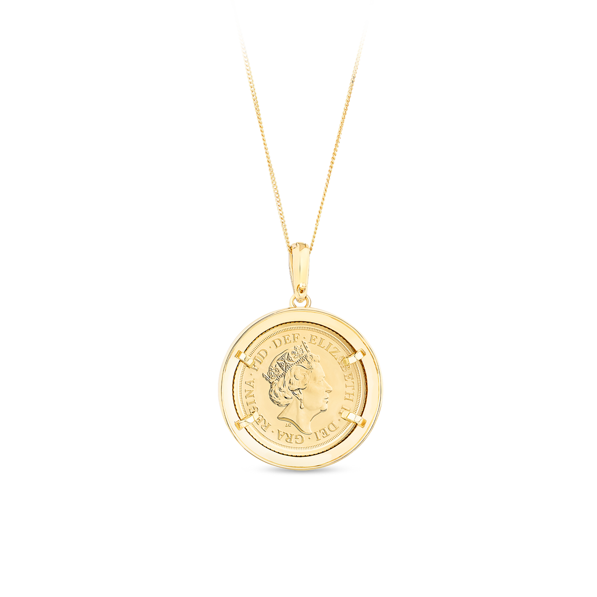 22ct Yellow Gold Full Sovereign Pendant in 9ct Yellow Gold