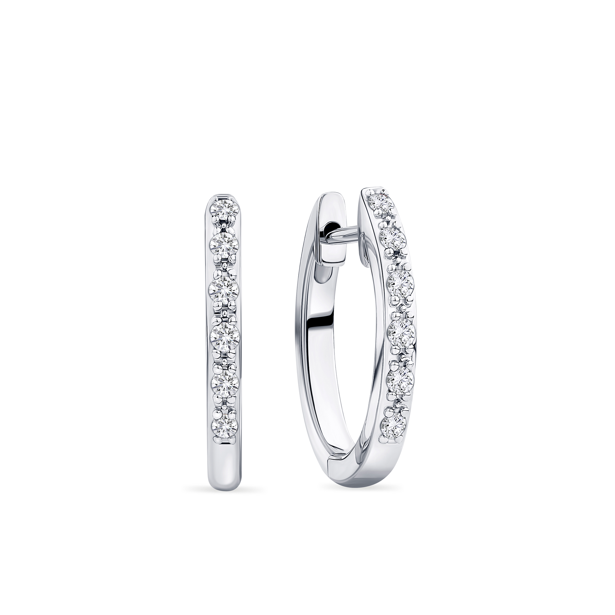 I Treasure® Diamond and Sterling Silver Huggie Earrings