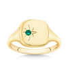 Created Emerald Signet Ring in 9ct Yellow Gold