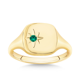 Created Emerald Signet Ring in 9ct Yellow Gold