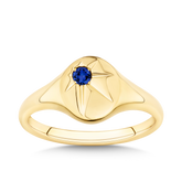 Created Sapphire Signet Ring in 9ct Yellow Gold