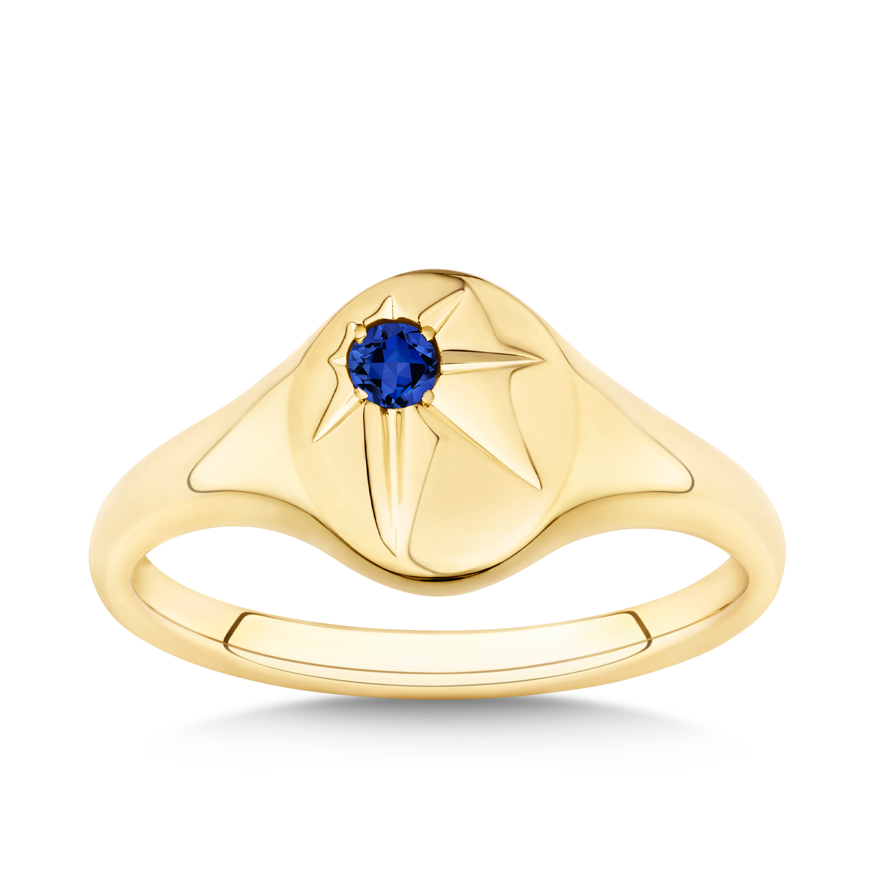 Created Sapphire Signet Ring in 9ct Yellow Gold